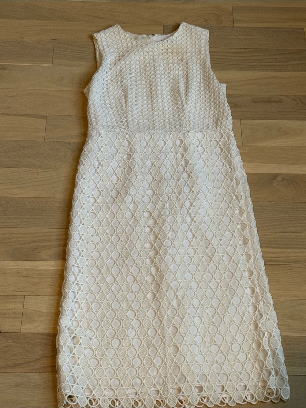 Ann Taylor Ivory Circle-Lace Midi Sheath Dress